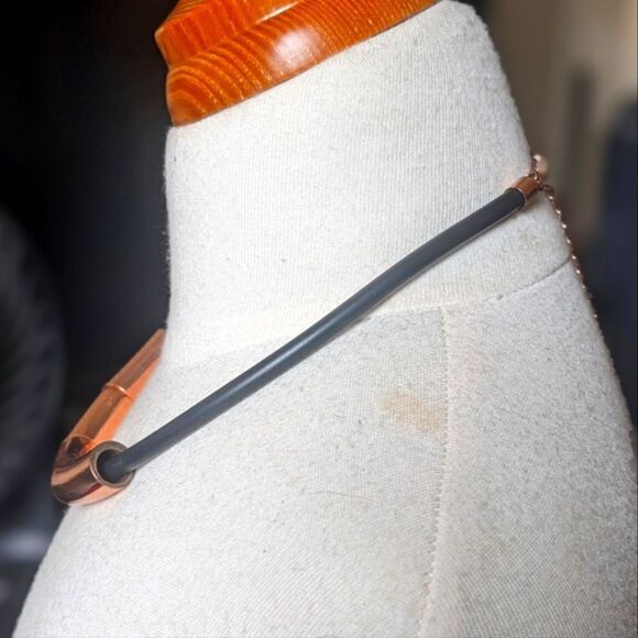 Rubber and Faux Copper Adjustable Length Choker - Picture 2 of 9